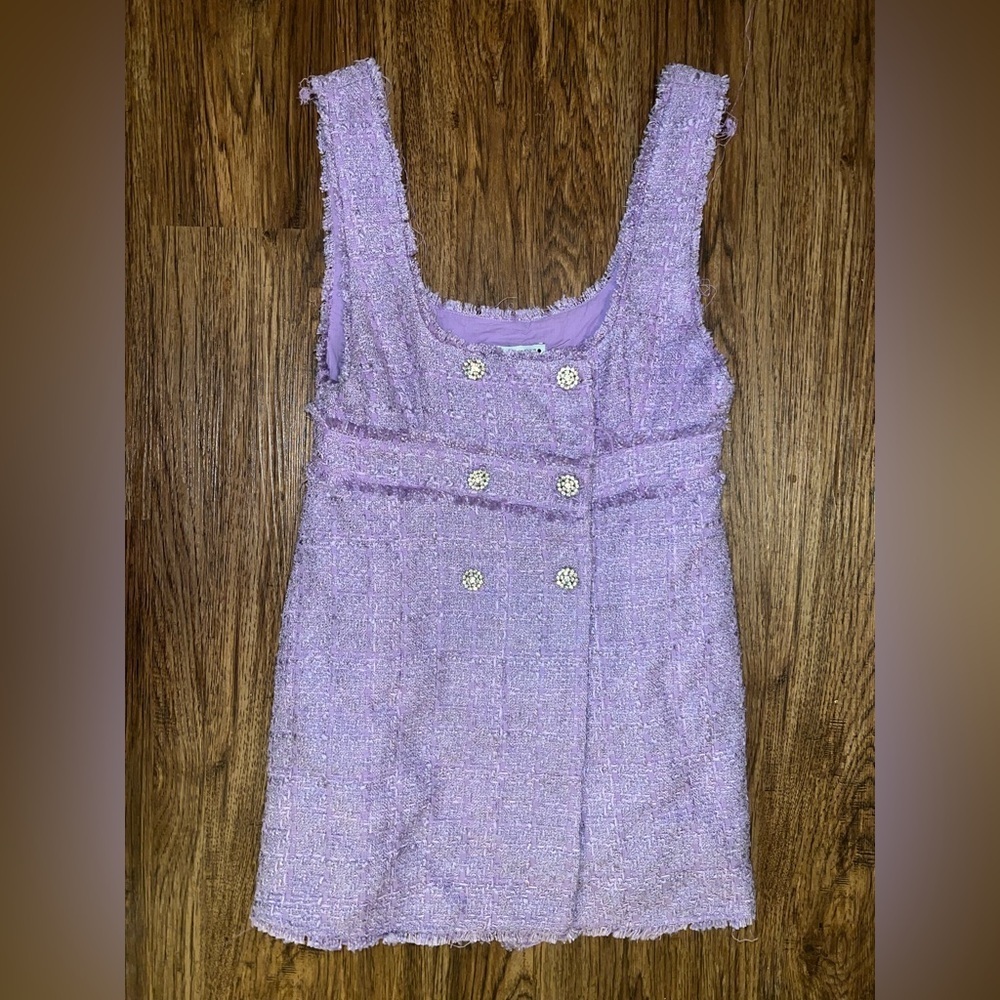 Zara Lilac Tweed vest Dress